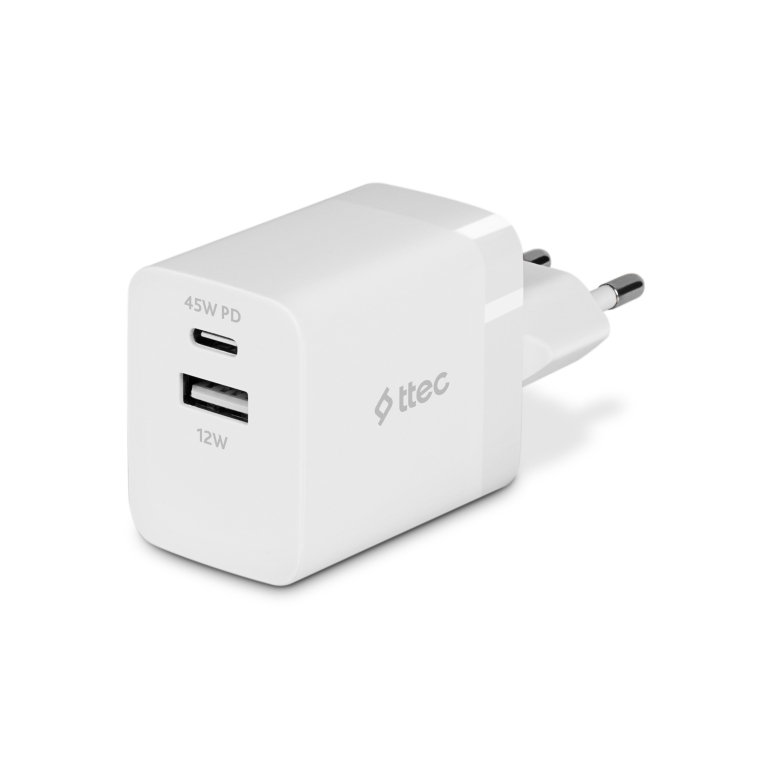 SmartCharger™ PD Duo 45W USB-C+USB-A