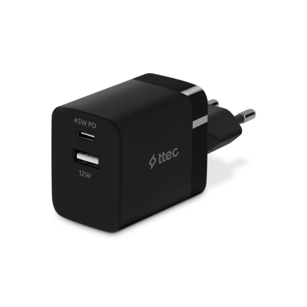 SmartCharger™ PD Duo 45W USB-C+USB-A