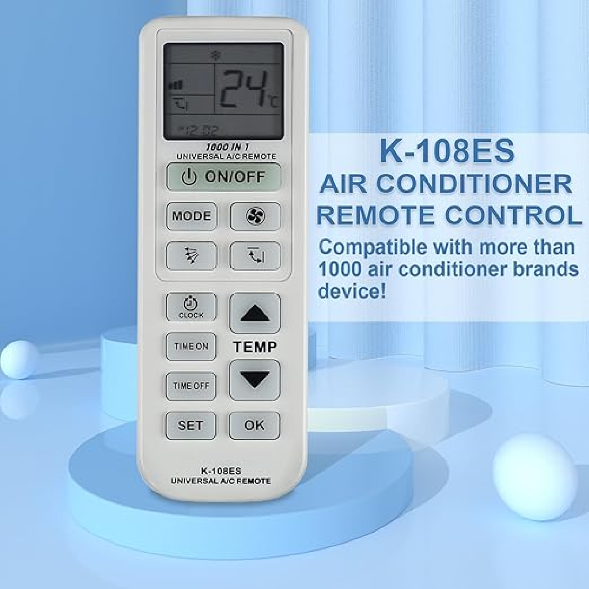 Universal Τηλεχειριστήριο Κλιματιστικού Με Οθόνη LCD K-108ES - Image 4