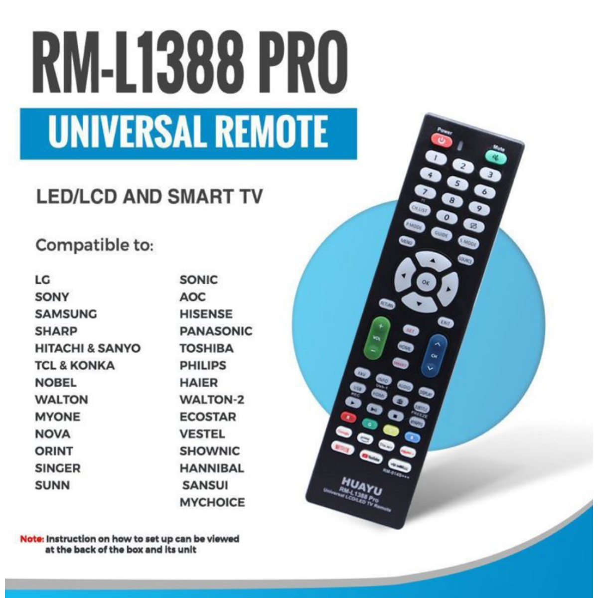 Universal Τηλεχειριστήριο Τηλεόρασης Huayu RM-L1388 Pro