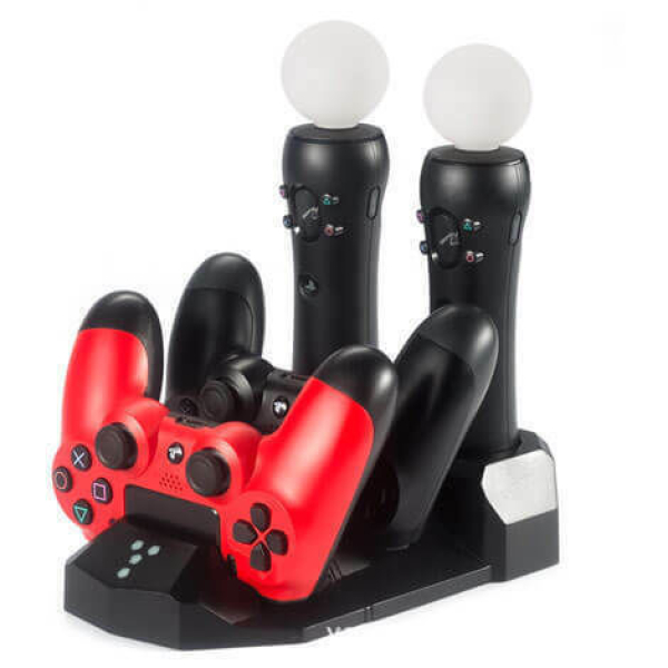 Βάση Φόρτισης Για Χειριστήρια PS4 Και PS Move 4 Θέσεων Μαύρη Mimd SND-376