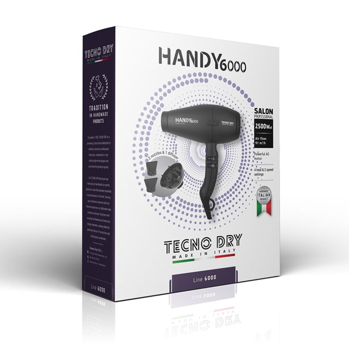 Tecno Dry Handy 6000 Superpower 6000 Line Πιστολάκι Μαλλιών 2200W Μαύρο - Image 2
