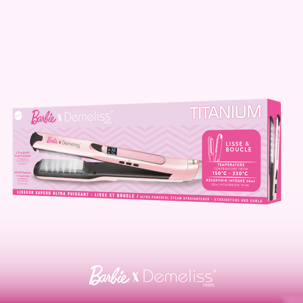 Demeliss Barbie Titanium 85083 Ψηφιακή Πρέσα Μαλλιών Ατμού Ροζ - Image 2