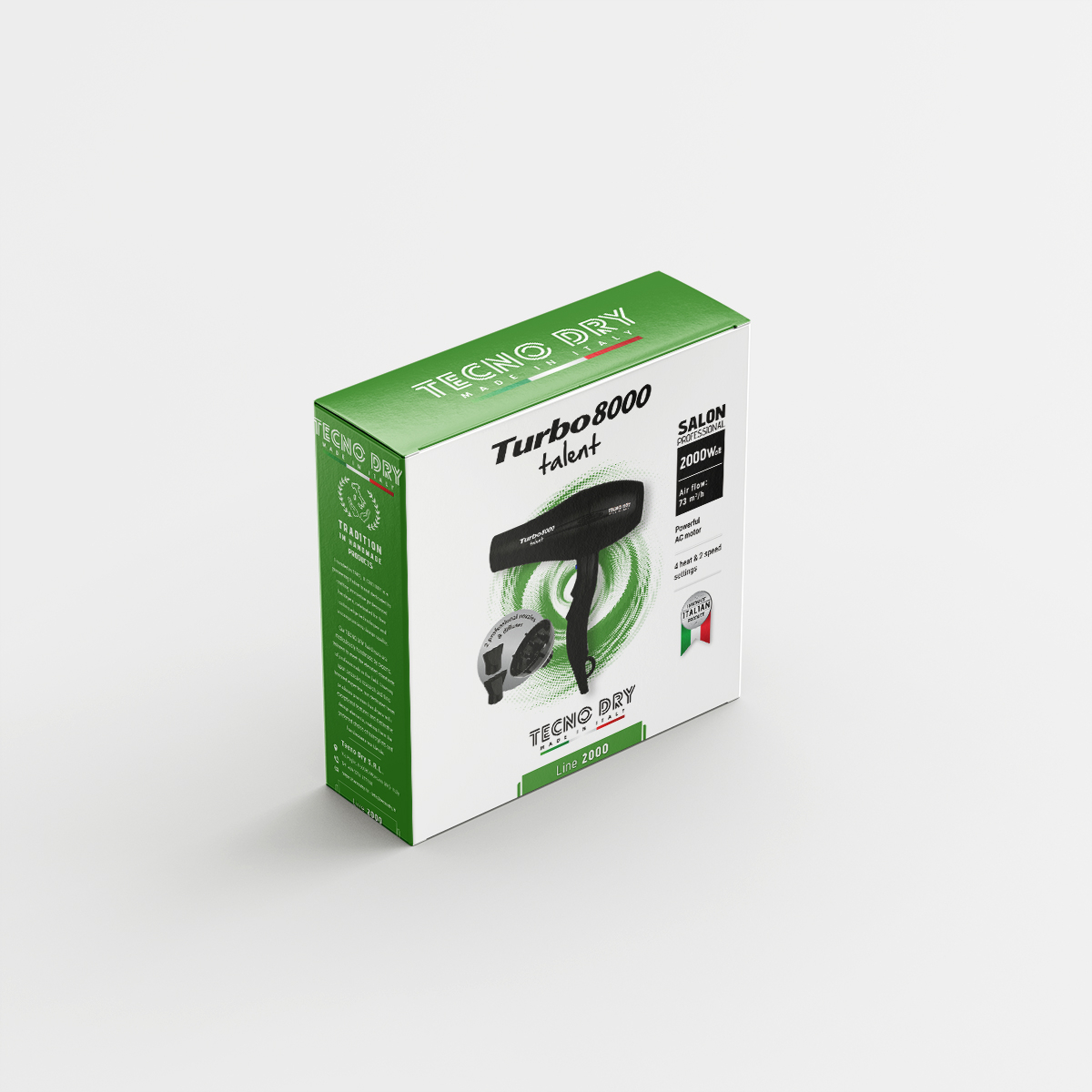Tecno Dry Turbo 8000 Talent Πιστολάκι Μαλλιών Professional 2200W Μαύρο - Image 2