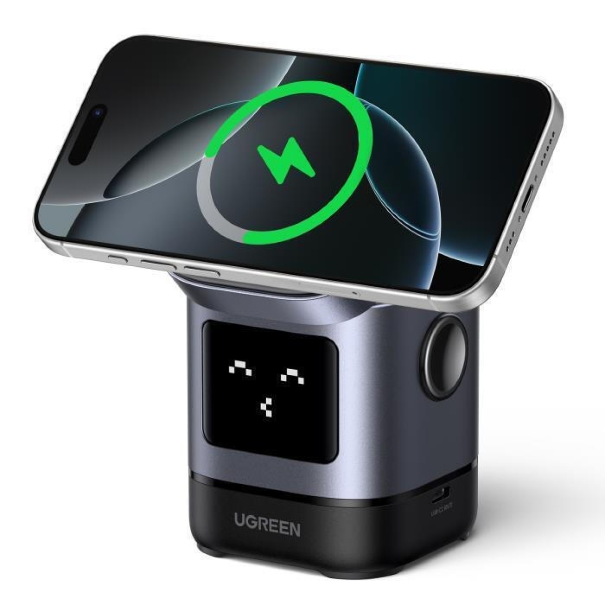 Ugreen Uno W709 2-in-1 Ασύρματος Φορτιστής για iPhone/Airpods, USB-C, 25W + USB-C to USB-C Cable 1m - Image 3