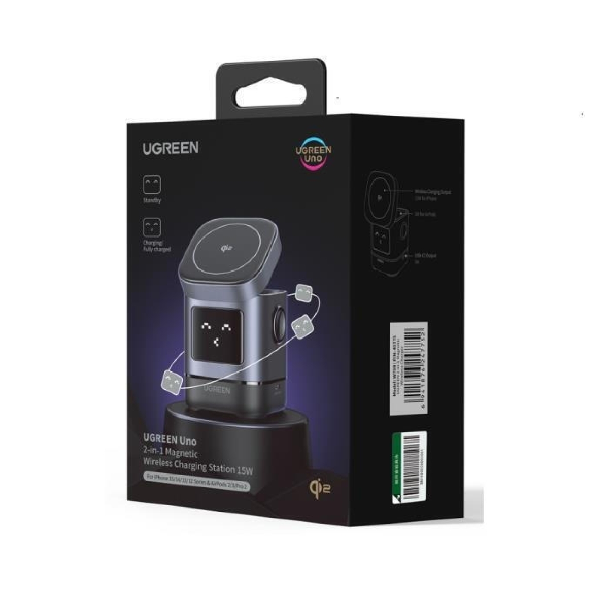Ugreen Uno W709 2-in-1 Ασύρματος Φορτιστής για iPhone/Airpods, USB-C, 25W + USB-C to USB-C Cable 1m - Image 4