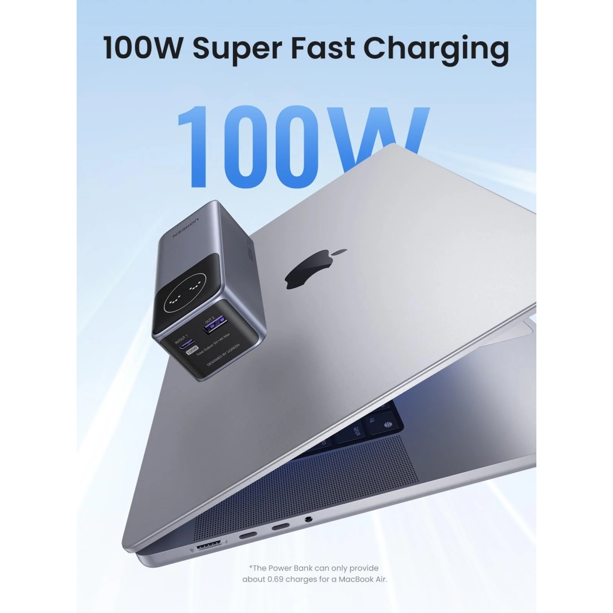 UGREEN PB724 35526B Powerbank 12000mAh 100W USB-A and USB-C Σκούρο Γκρι - Image 2