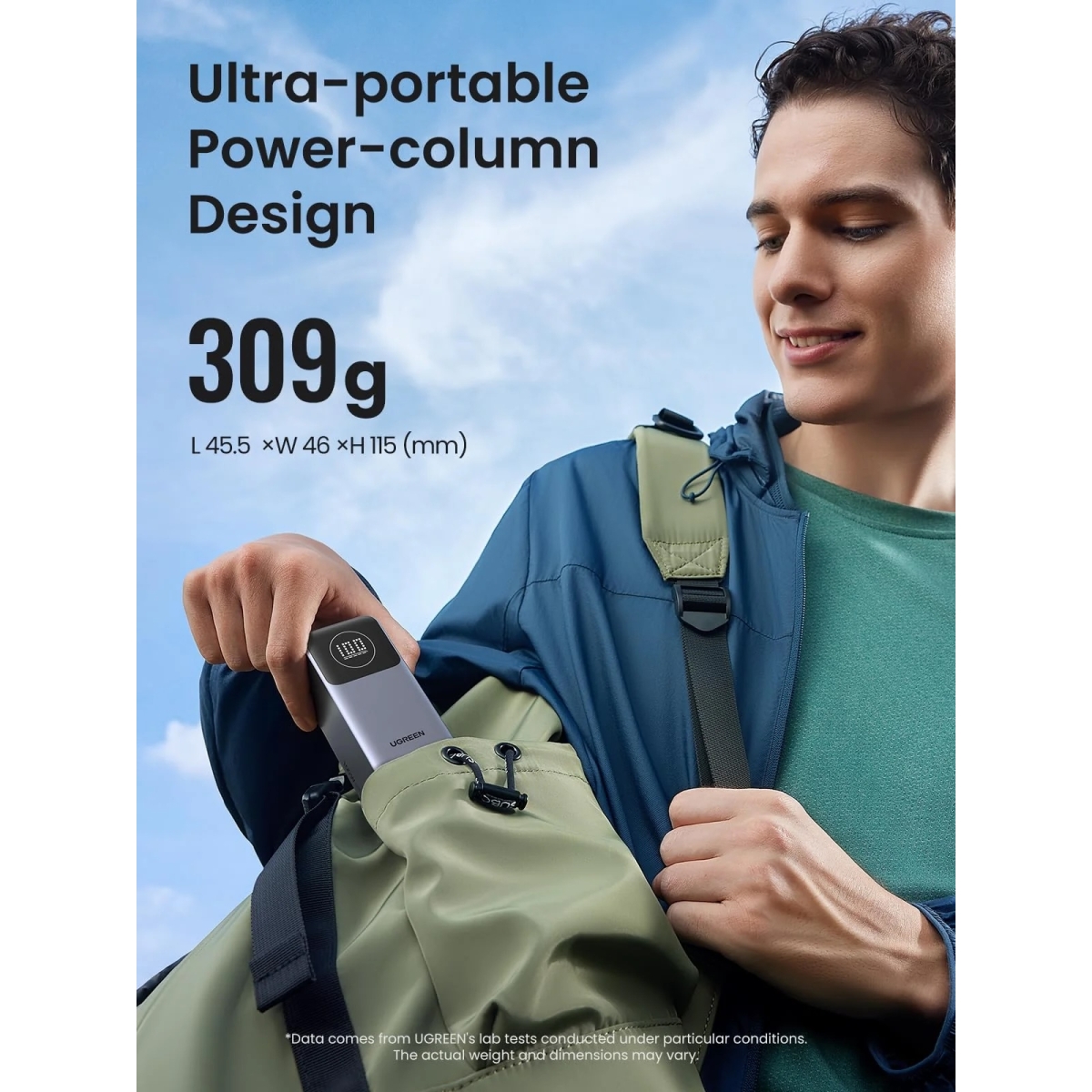 UGREEN PB724 35526B Powerbank 12000mAh 100W USB-A and USB-C Σκούρο Γκρι - Image 4