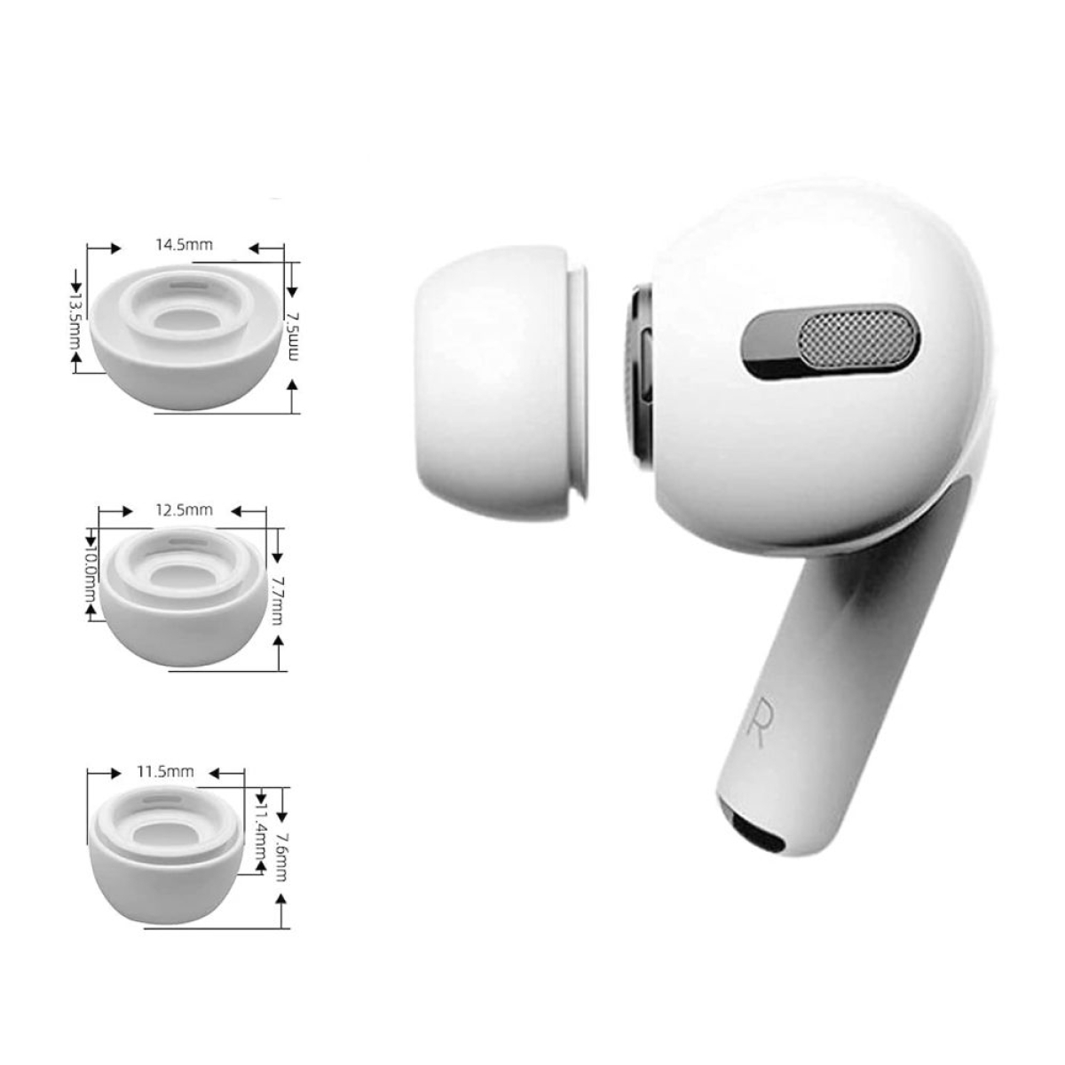 Tech-Protect Ear Tips 3 Pack Καλύμματα Σιλικόνης για AirPods Pro 1/2 Λευκό - Image 3