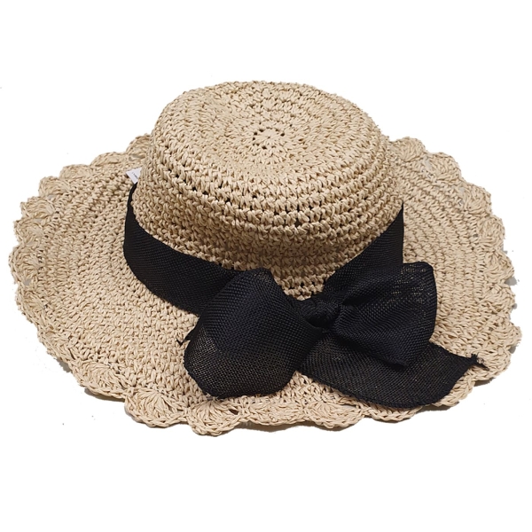 Καπέλο Ψαθόχαρτο με Μαύρο Φιόγκο 43cm SummerTiempo 622400 - 1 τμχ