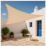 Αντιηλιακή Τέντα Σκιάστρο 5x5x5m Μπεζ με Κρίκους 2903889 - Image 5