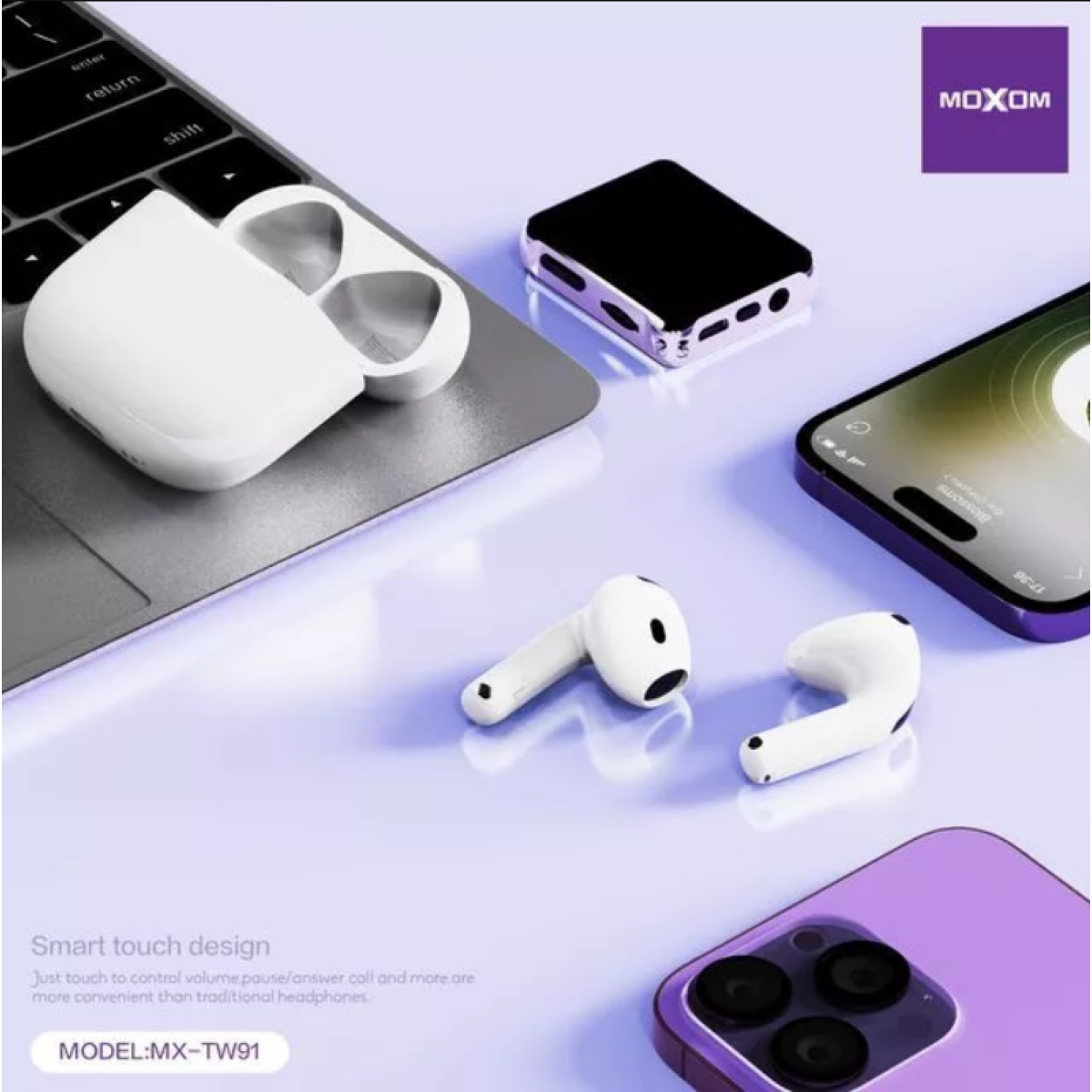 Ασύρματα Ακουστικά Bluetooth 5.3 Με ENC Και Θήκη Φόρτισης Moxom MX-TW91 - Image 2