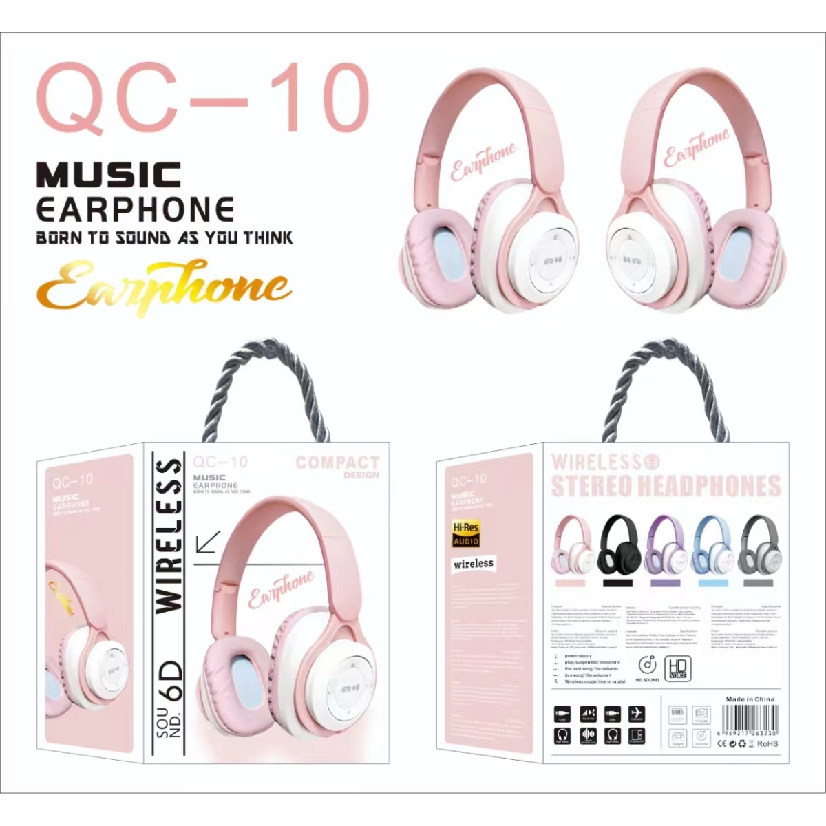 Ασύρματα Ακουστικά Over Ear Bluetooth Με Hi-Fi Ήχο QC-10 - Image 3