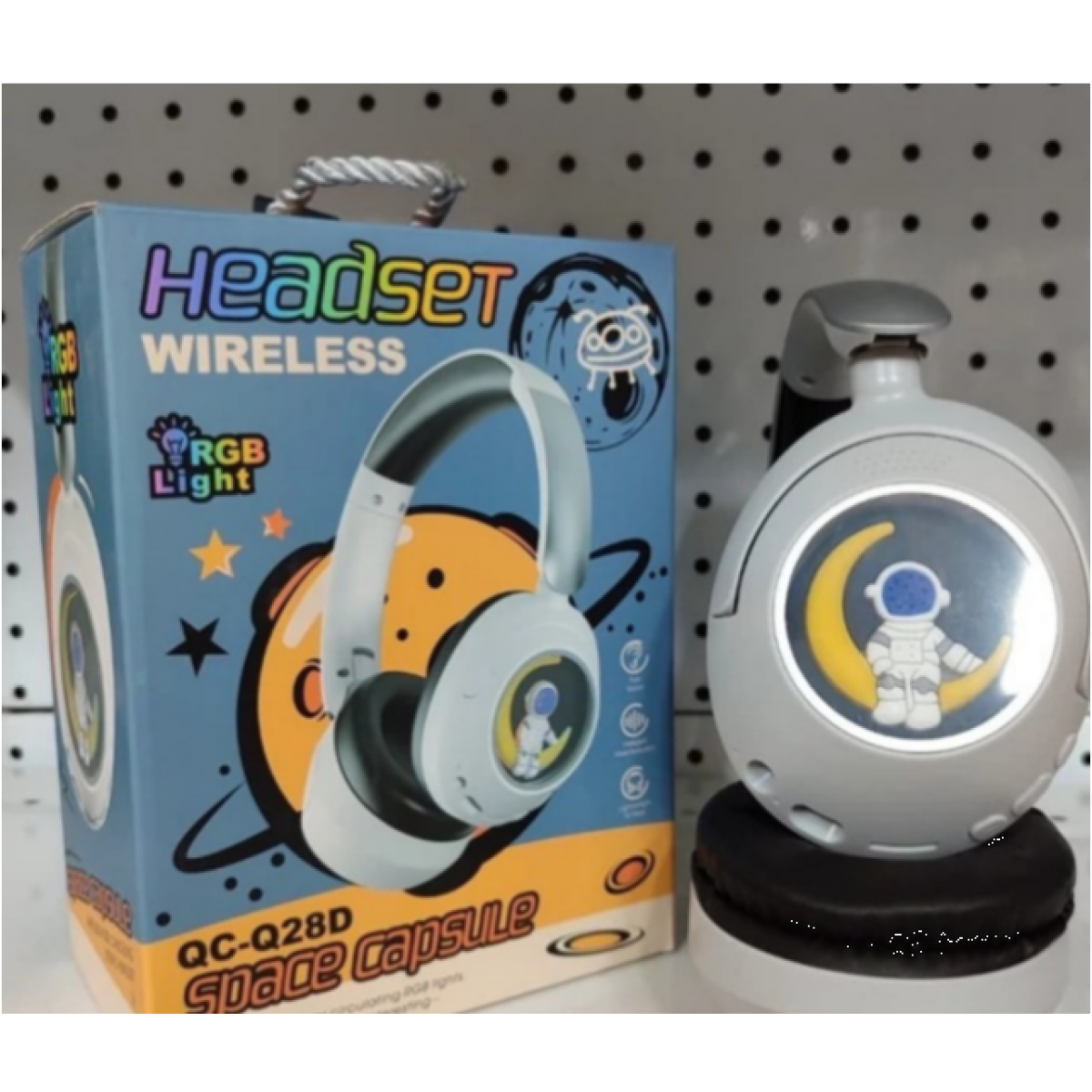 Ασύρματα Ακουστικά Over Ear Με LED RGB Φωτισμό Space Capsule QC-Q28D - Image 5