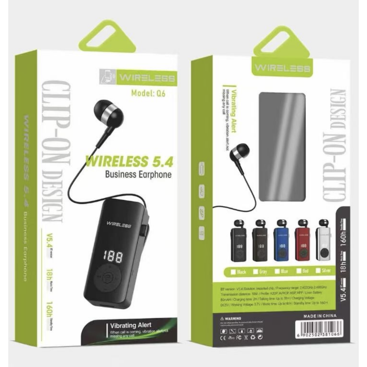 Ασύρματο Bluetooth Ακουστικό Με Οθόνη Και Δόνηση Wireless Q6