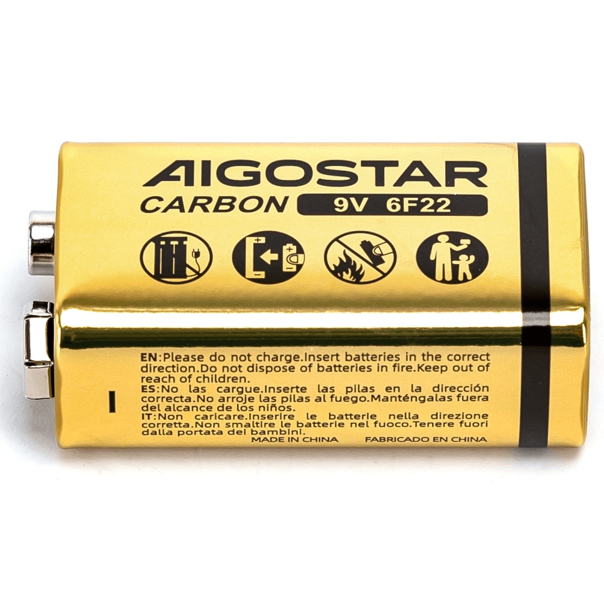 Μπαταρία Άνθρακα Ψευδαργύρου 9V 6F22 250mAh Aigostar - Image 3