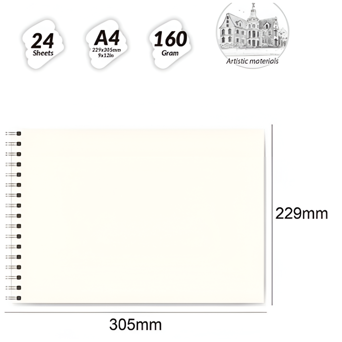 Μπλοκ Ζωγραφικής Σπιράλ A4 160g 24 Φύλλων AL9731