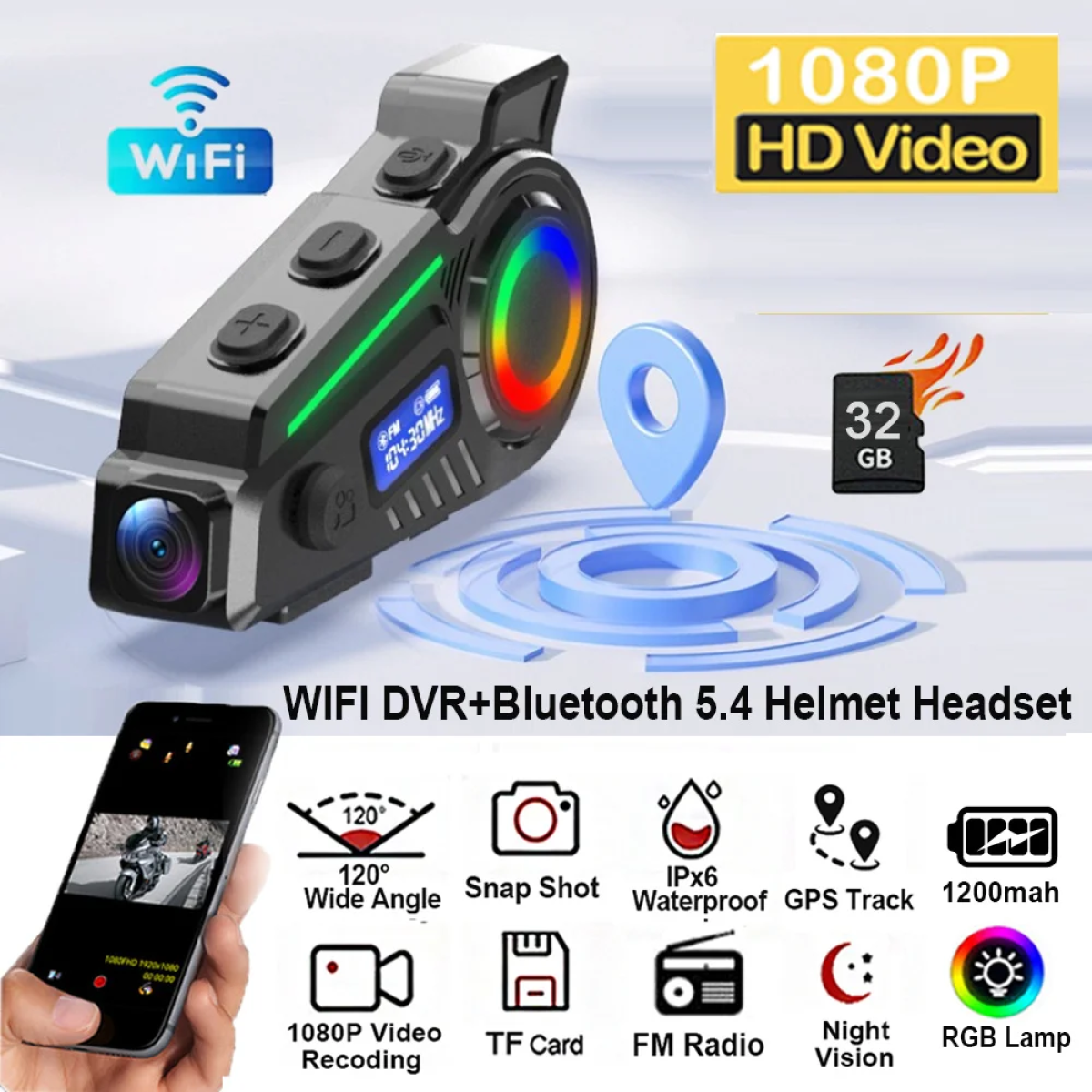 Ενδοεπικοινωνία Κράνους Bluetooth Με Κάμερα DVR Και GPS - K19 Helmet System - Image 2