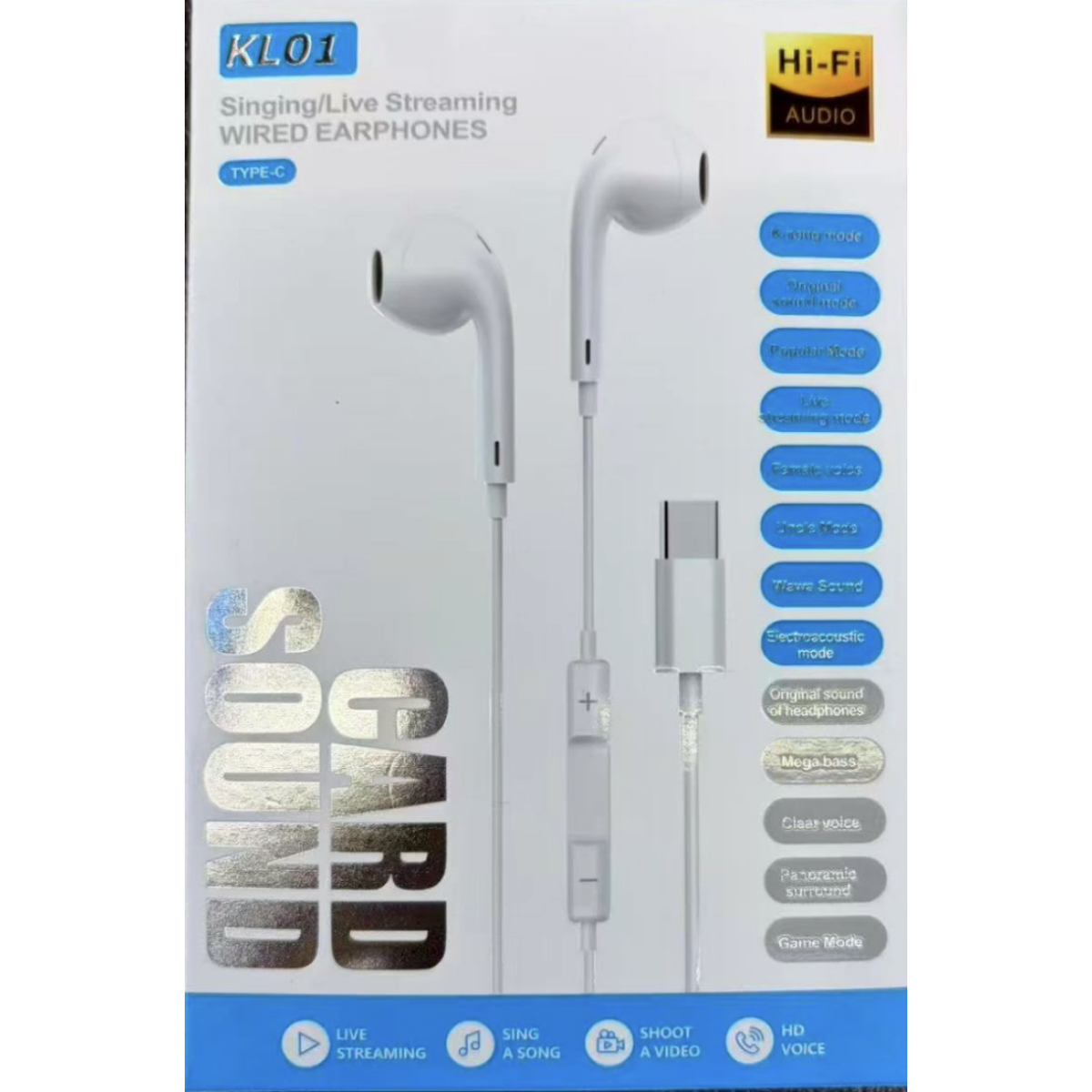 Ενσύρματα Ακουστικά Type-C Με Μικρόφωνο Και Hi-Fi Ήχο Λευκά KL01 - Image 2