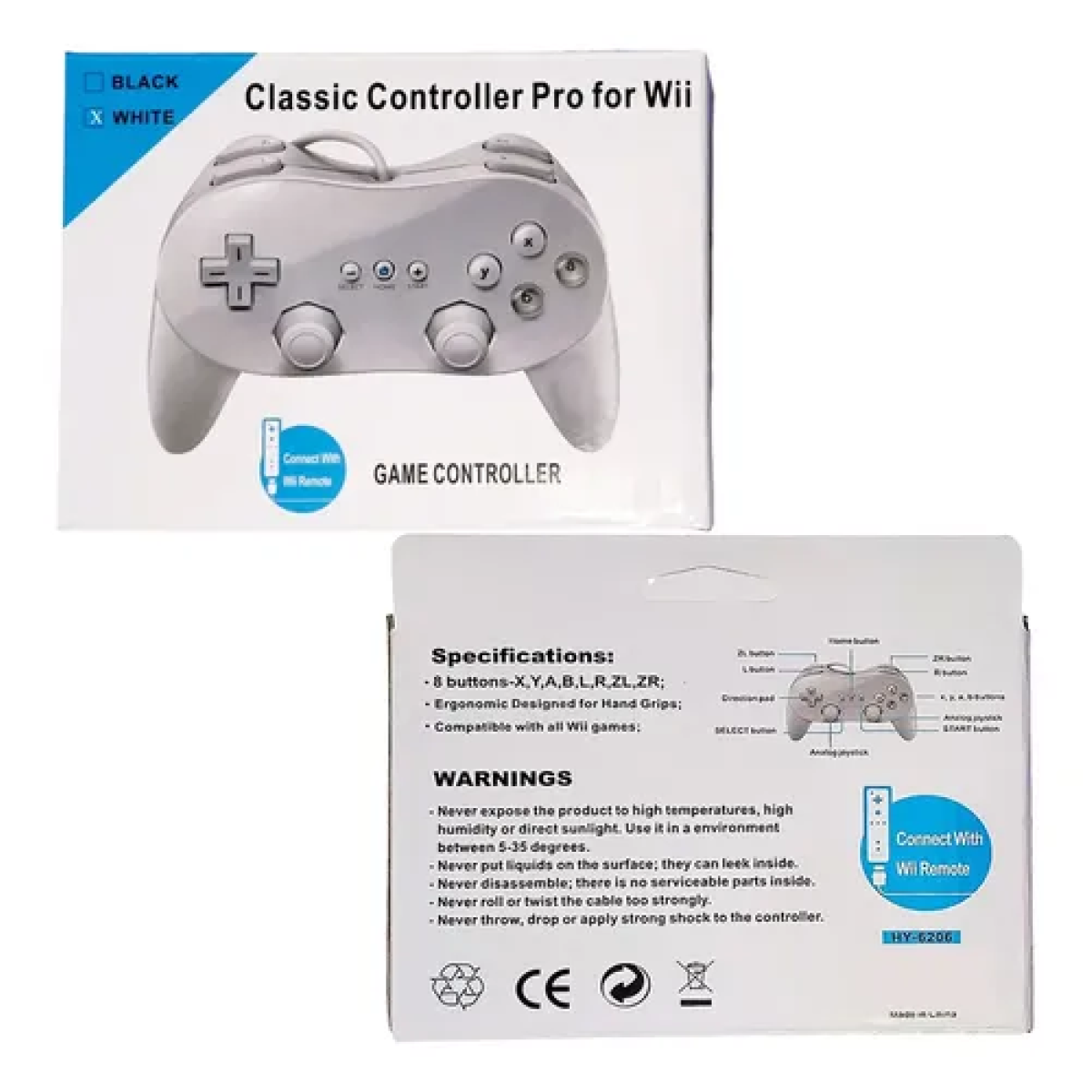 Ενσύρματο Χειριστήριο Classic Pro Για Nintendo Wii Και Wii U Λευκό