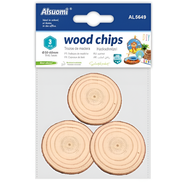 Φέτες Ξύλου για Χειροτεχνίες Wood Chips Σετ 3 Τεμαχίων Alsuomi AL5649