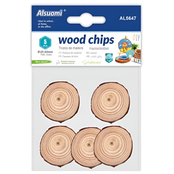 Φέτες Ξύλου για Χειροτεχνίες Wood Chips Σετ 5 Τεμαχίων Alsuomi AL5647
