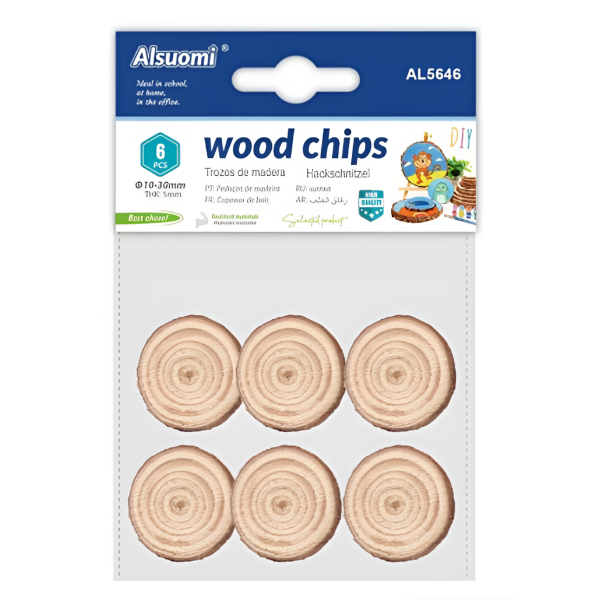 Φέτες Ξύλου για Χειροτεχνίες Wood Chips Σετ 6 Τεμαχίων Alsuomi AL5646