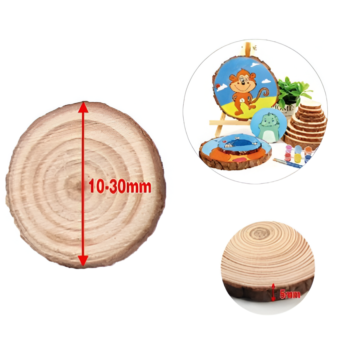 Φέτες Ξύλου για Χειροτεχνίες Wood Chips Σετ 6 Τεμαχίων Alsuomi AL5646 - Image 5