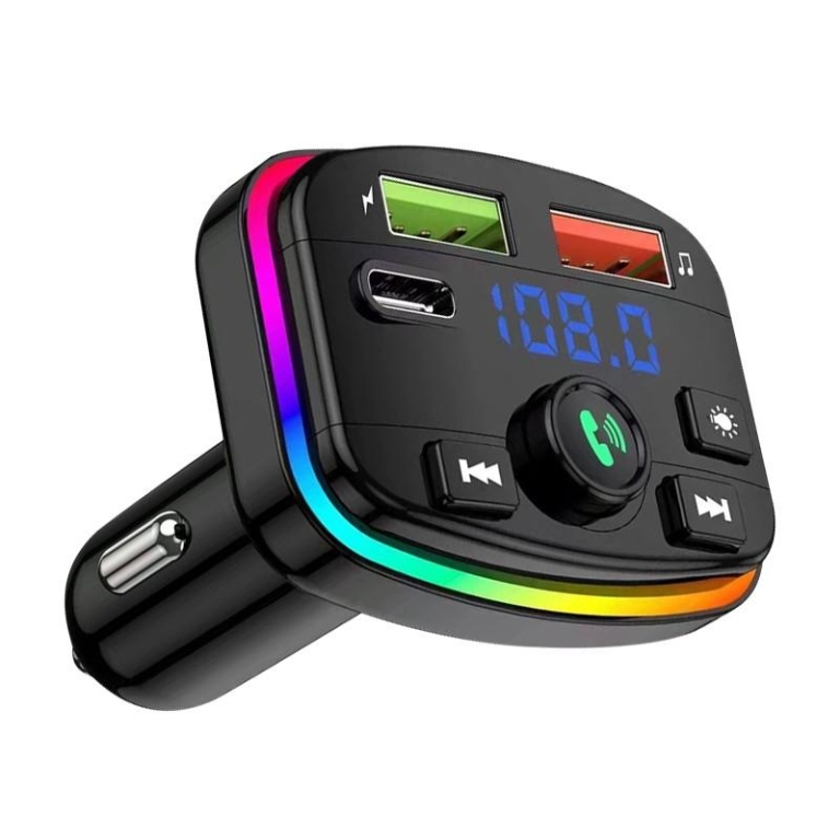 FM Transmitter Αυτοκινήτου MP3 Με RGB Φωτισμό Και 2x USB - 28737
