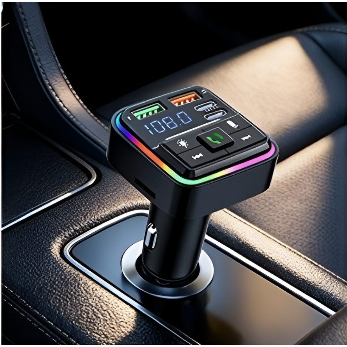 FM Transmitter Αυτοκινήτου MP3 Με RGB Φωτισμό Και 2x USB & 2x Type-C - 28736