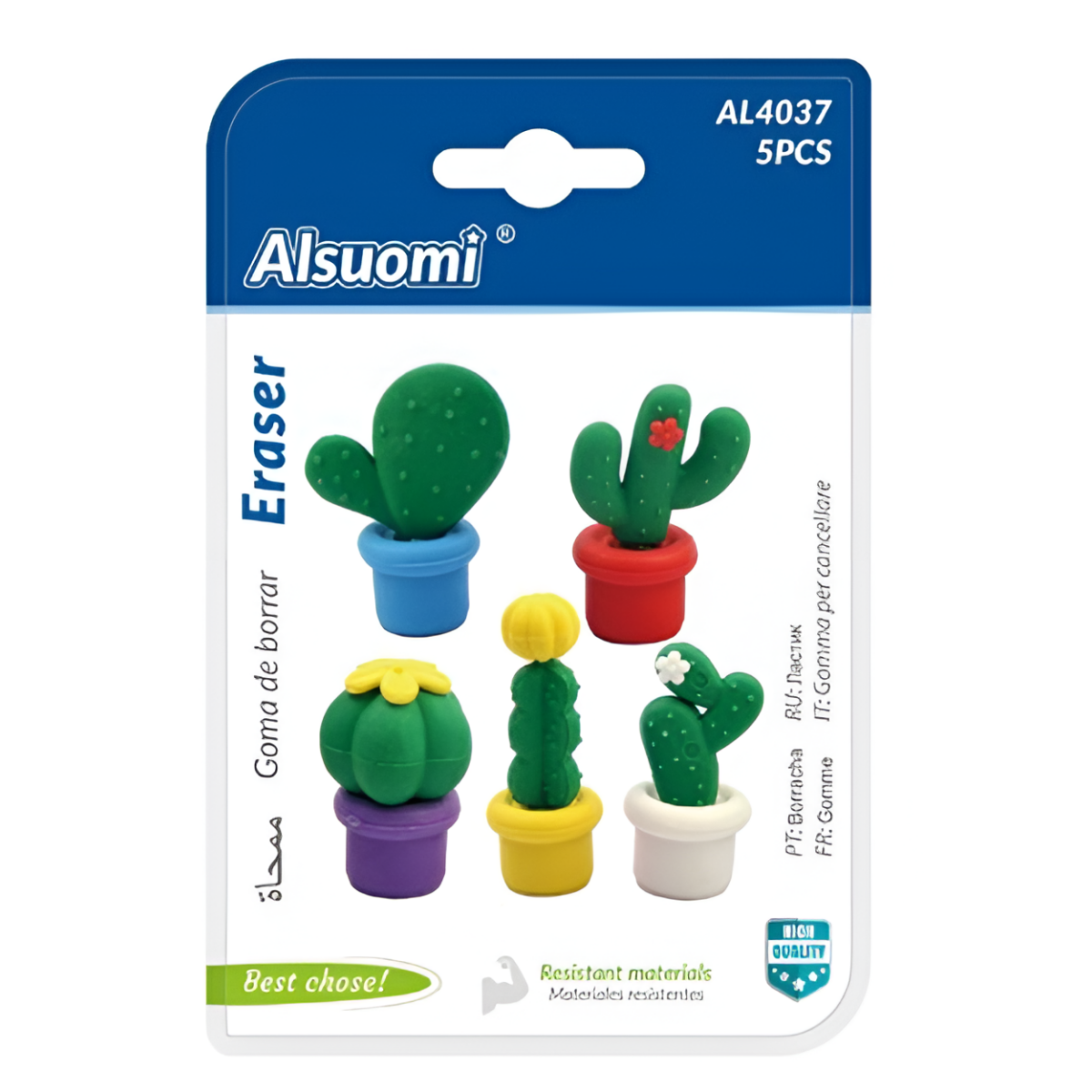 Γόμες Παιδικές Κάκτος Σετ 5 Τεμαχίων Alsuomi AL4037