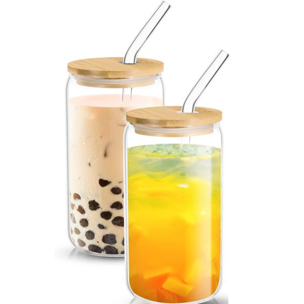 Γυάλινο Ποτήρι 500ml Με Καπάκι Και Καλαμάκι 28869 - Image 2