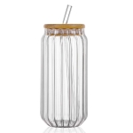 Γυάλινο Ποτήρι 500ml Με Καπάκι Και Καλαμάκι 28871