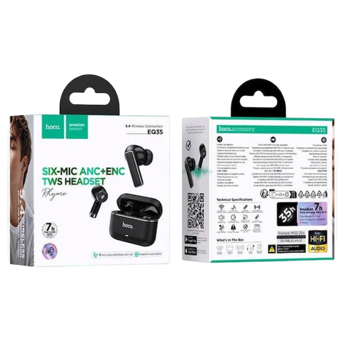 Hoco EQ35 In-ear Bluetooth Handsfree Ακουστικά με Θήκη Φόρτισης