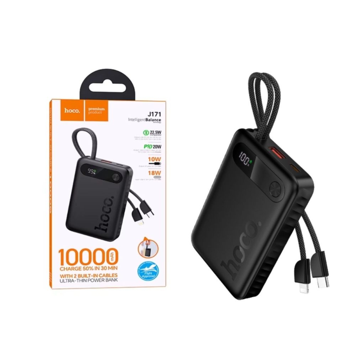 Hoco J171 Edge Power Bank 10000mAh με USB-C & Lightning – 22.5W Fast Charging