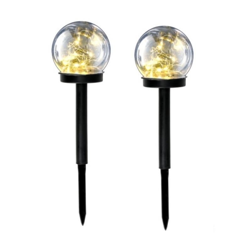 Ηλιακά Φωτιστικά Κήπου LED Kαρφωτά Αδιάβροχα 2 Τεμάχια