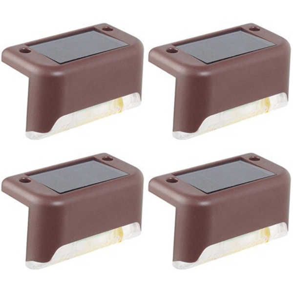 Ηλιακά Γωνιακά Φωτιστικά LED IP65 Με Θερμό Λευκό Φωτισμό 4 τεμάχια Καφέ