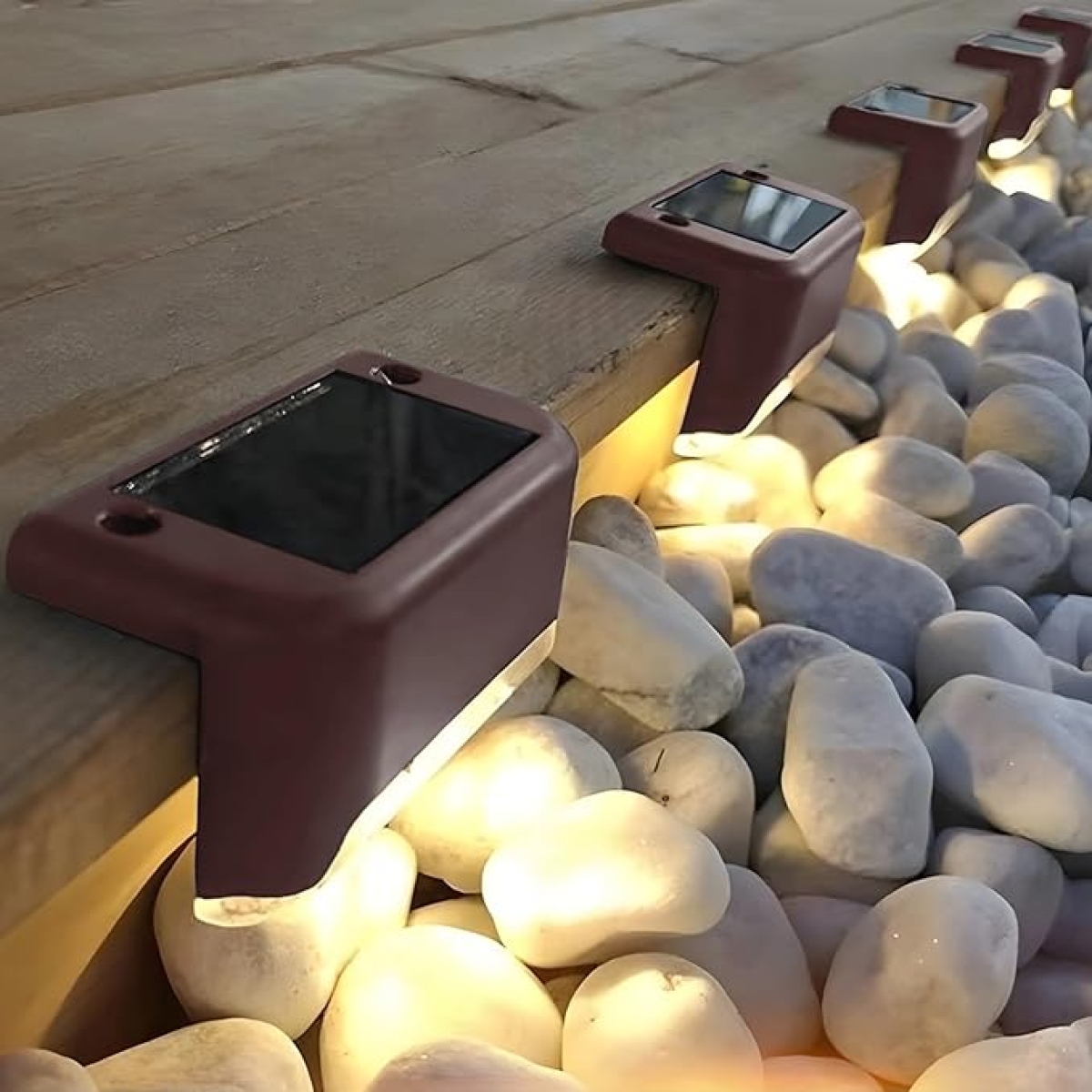 Ηλιακά Γωνιακά Φωτιστικά LED IP65 Με Θερμό Λευκό Φωτισμό 4 τεμάχια Καφέ - Image 5