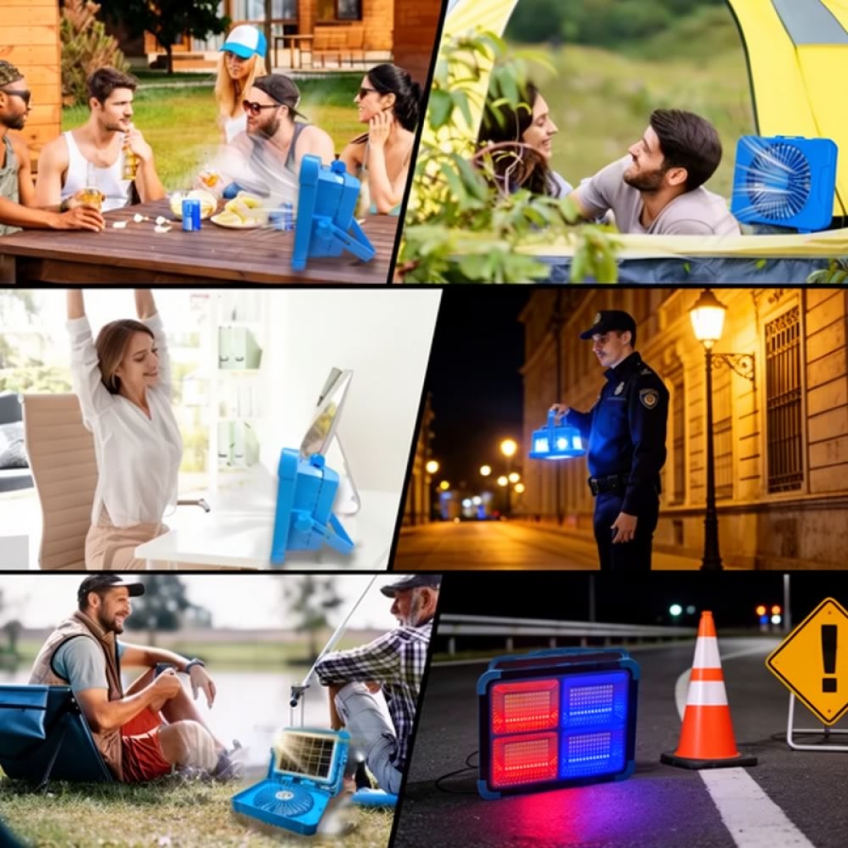 Ηλιακό Φορητό Φωτιστικό LED & Ανεμιστήρας με Λειτουργία Powerbank – Μαύρο
