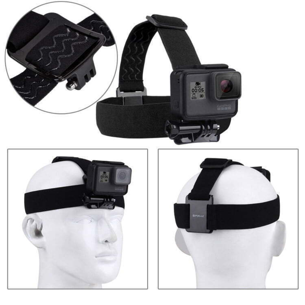 Ιμάντας Στήριξης Κεφαλιού Για Action Camera Ρυθμιζόμενος Puluz PU24 Μαύρος - Image 4