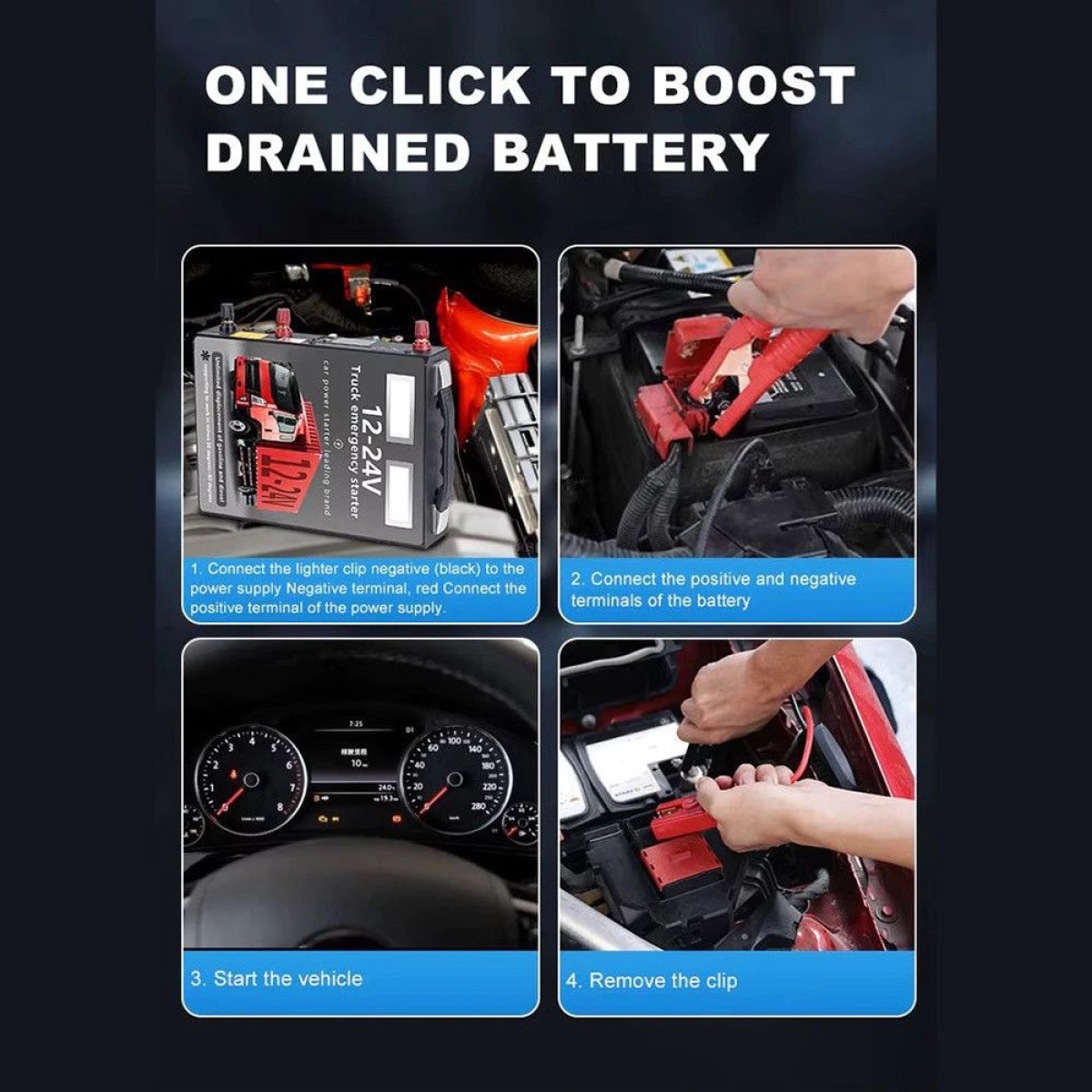 Jump Starter 12v-24v Μπαταρία Λιθίου 1600A