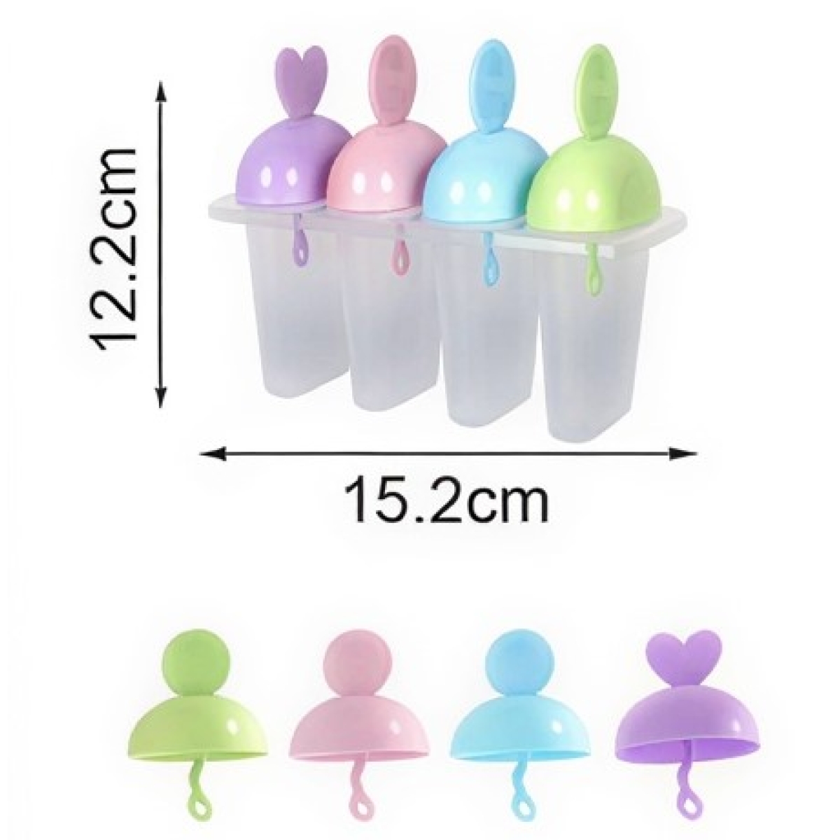 Καλούπι Παγωτού 4 Θέσεων Με Λαβές Πολύχρωμο 2903766