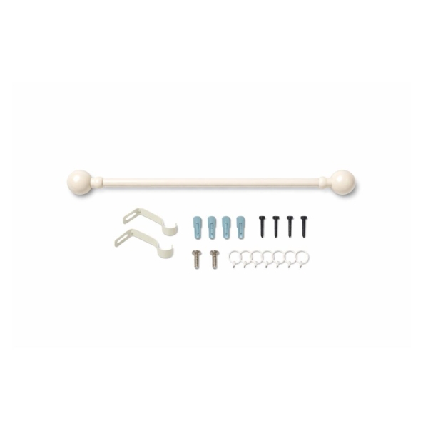 Κουρτινόβεργα Ρυθμιζόμενη 70–120cm Λευκή με Βάσεις & Κρίκους Σετ TPSTER 21474