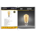 Λάμπα LED Filament E27 8W 2600K ST64-OC Universo
