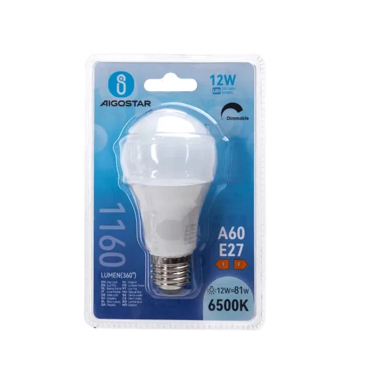 Λαμπτήρας LED A60 E27 12W 6500K 1160lm Dimmable Aigostar - Image 3