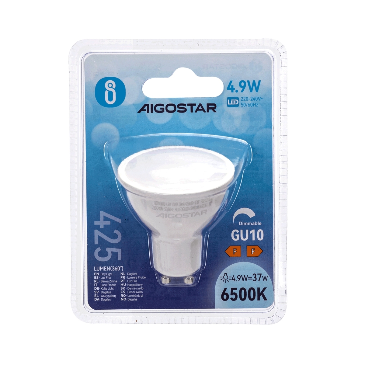 Λαμπτήρας LED GU10 4,9W Ψυχρό Λευκό 6500K 425lm Aigostar