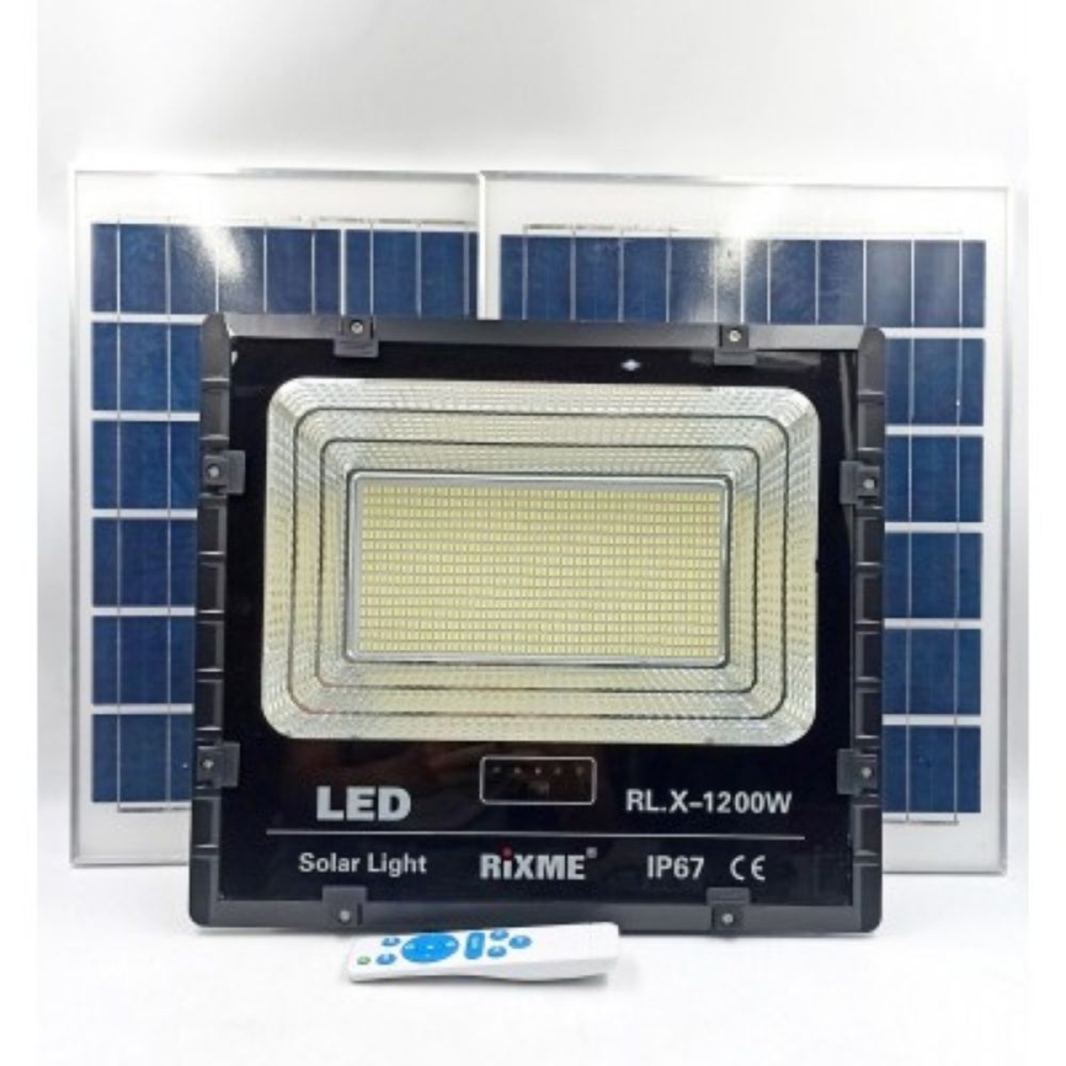 Led Αδιάβροχος Ηλιακός Προβολέας με 2 Πάνελ και Τηλεχειριστήριο Rixme RL.X-1200W