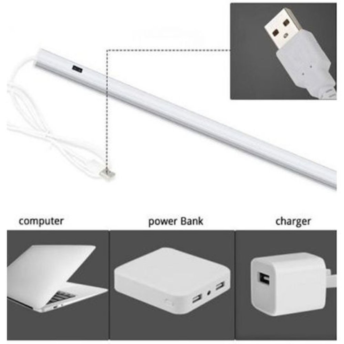 LED Μπάρα Φωτισμού 60cm με Αισθητήρα Κίνησης USB RiXME