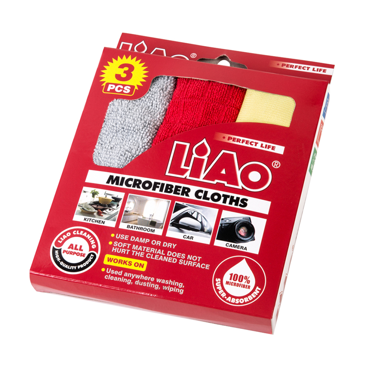 Πανιά Καθαρισμού Microfiber 30x30cm Σετ 3 Τεμαχίων Liao G130019 - Image 2