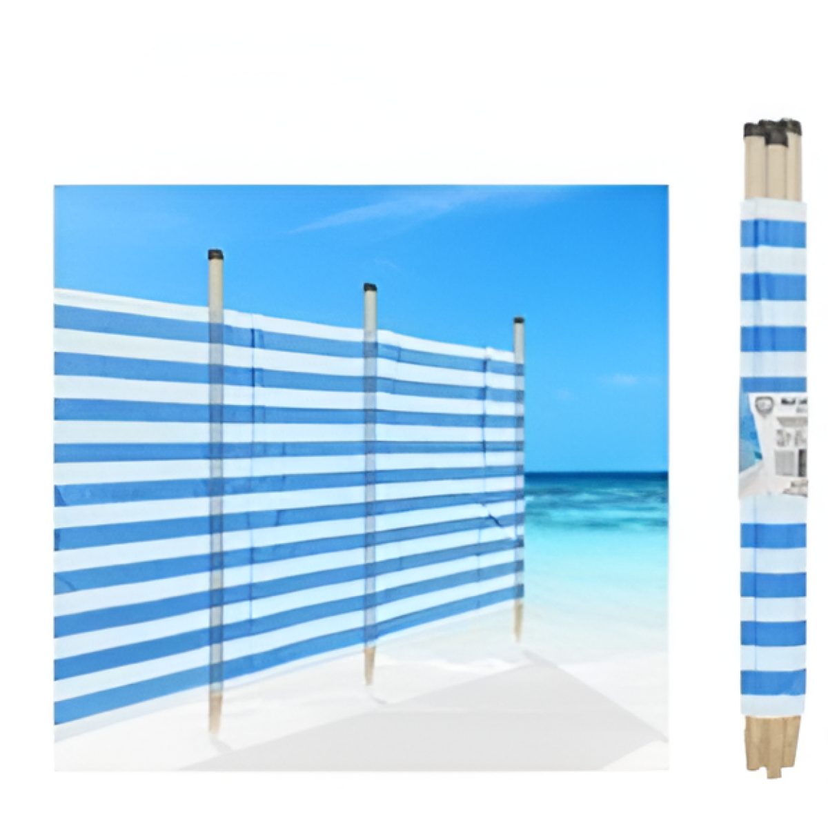 Παραβάν Παραλίας/Camping Ριγέ 150x600cm Με Πασσάλους 603102 - Image 2